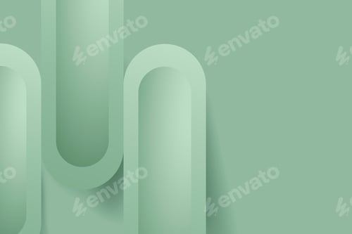 Preview: Green abstract background, geometric shape in 3D