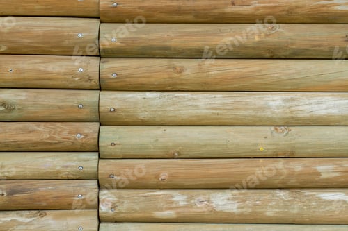 Preview: green wall made with wooden logs, horizontal lines