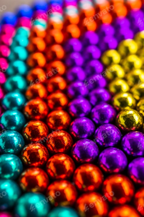Preview: Composition from magnetic colorful metal balls - abstract background