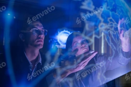 Preview: Team Collaborating on Interactive AI Touchscreen