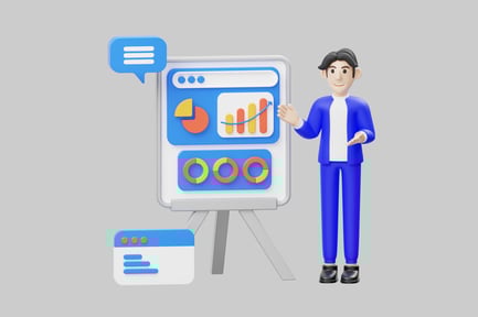 Visualização: Apresentação com gráficos e tabelas.