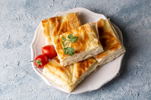 Preview: Delicious Turkish food; Tray pastry; (Turkish name; Su boregi)