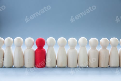 Preview: Concept of a person standing out from the crowd because of coronavirus or diversity
