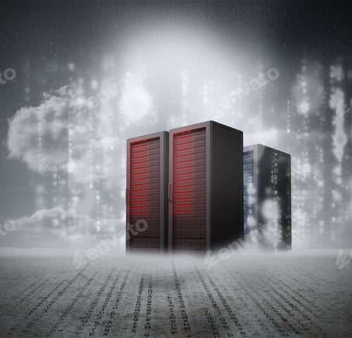 Preview: Red Servers With Grey Background And Matrix