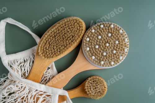 Preview: Dry massage brush with natural bristle , ecolodical cosmetics, home care. Beauty, sustainable