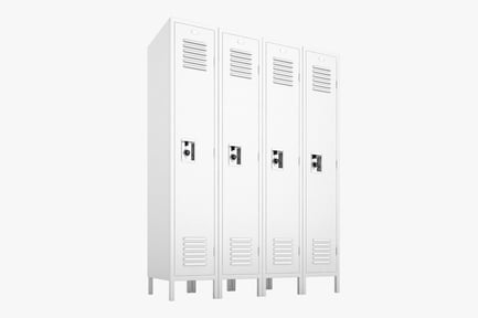 Preview: White Metal School Lockers - Four Units