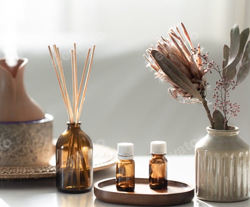 Preview: Spa composition with incense sticks, air humidifier and aroma oils.