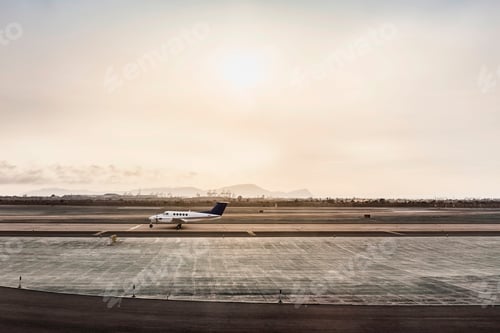 Preview: Stationary light aircraft on runway, Lima, Peru