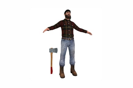 Preview: Figure man with beard, plaid shirt, and axe