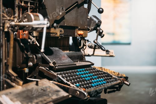 Preview: Typesetting Linotype Machine Produced In 1974. Detail. Paper Mill Museum. Famous Landmark