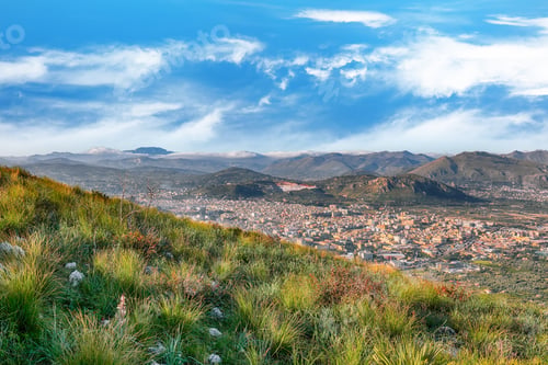 Preview: Fantastic view of Bagheria town and national park Orientata Pizzo Cane.