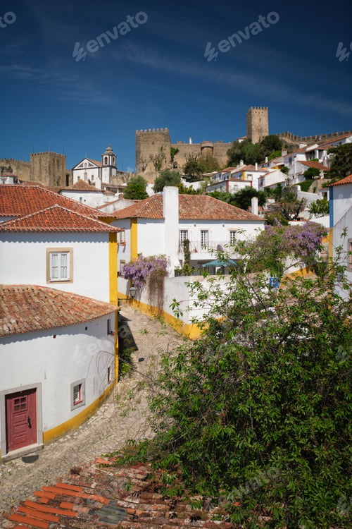 Preview: Stunning aerial view of Obidos town showcasing its medieval castle in Portugal