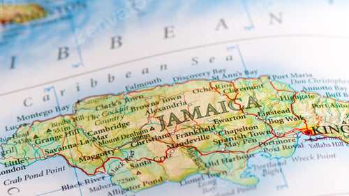 Preview: Jamaica Word Map, Kingston Capital Marked, Creative Text Font