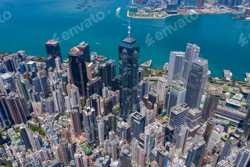 Preview: Central, Hong Kong 15 July 2020: Top view of Hong Kong city