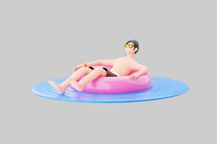 Relaxing on pool float