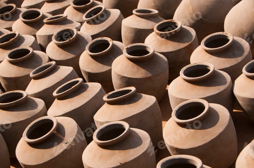Preview: Background of clay pots, India