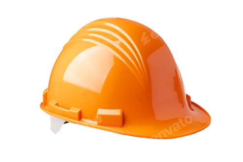 Orange Hard Hat Safety Equipment on White Background