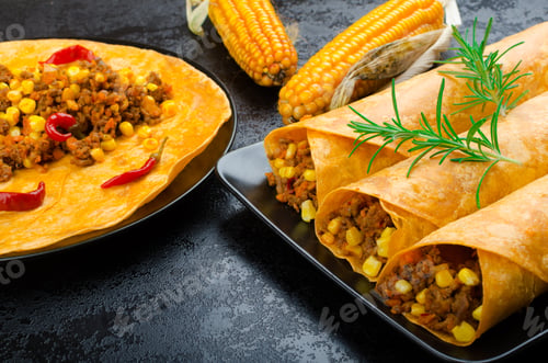 Preview: Delicious Meat and Corn Chimichangas on Display
