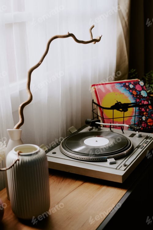 Preview: Retro Vinyl Recorder on Top of Commode