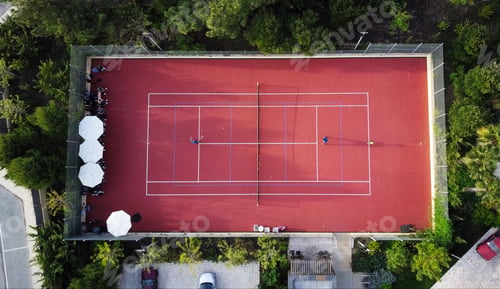 Preview: Drone shot of a tennis court