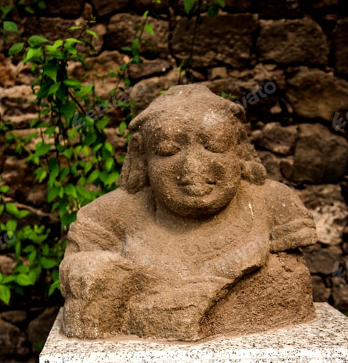 Preview: Ancient stone sculpture at Daulatabad Fort, India.
