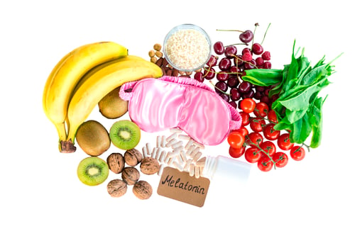 Preview: Foods containing melatonin on a beautiful background. Selective focus.