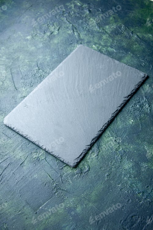 Preview: front view gray platten on the dark blue background color photo darkness iron blue sea