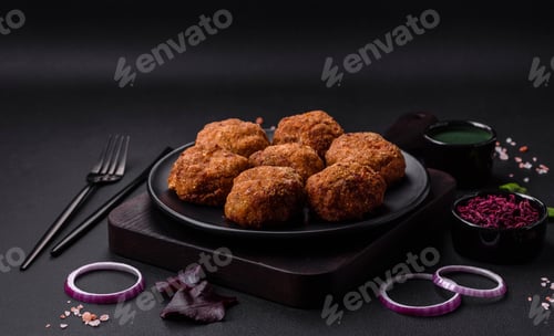 Preview: Delicious fresh meat or vegetable cutlets with spices and herbs