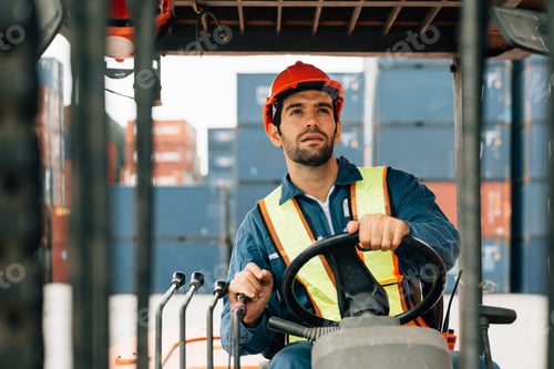 Preview: Warehouse engineer worker working at industrial container yard