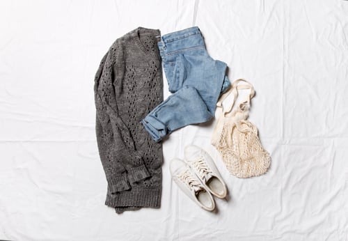 Preview: stylish clothes and accessories on white background