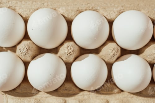 Preview: Chicken eggs in a cardboard box.