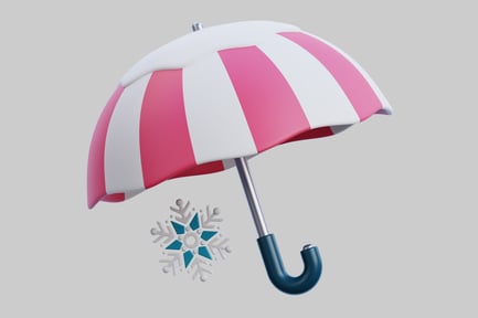 Preview: Pink and white striped umbrella with snowflake