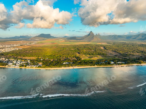 Preview: Coastal village and mountain peaks in Mauritius