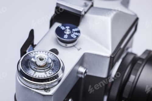 Preview: Closeup of old retro film camera lens