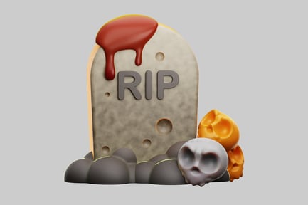 Preview: Cartoon tombstone with skulls scene