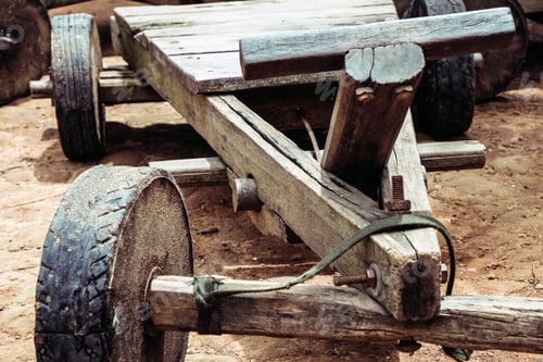 Preview: Folk toys, vintage wooden cart,Traditional culture of the Hmong hill tribe.