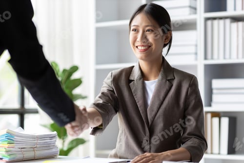Preview: Job interview, Businessman shaking hands after a job interview.