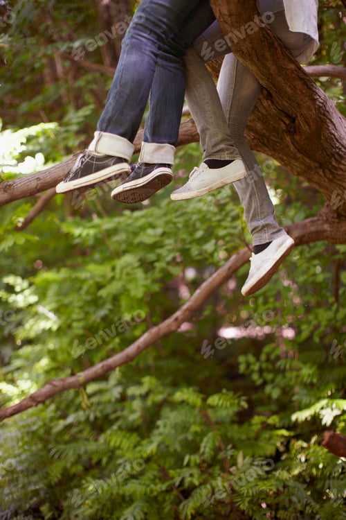 Preview: 2 girls having fun together in a tree