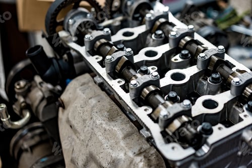 Preview: Disassembled car engine block at car service station