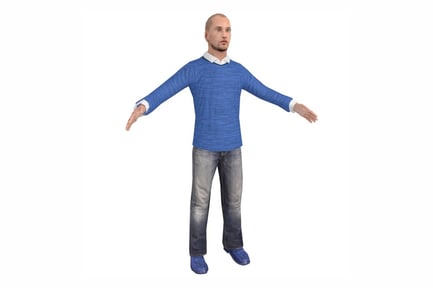 Preview: Relaxed Man in Blue Sweater and Jeans