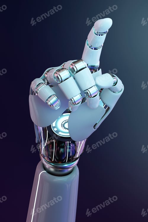 Preview: Cyborg hand finger pointing, technology of artificial intelligence