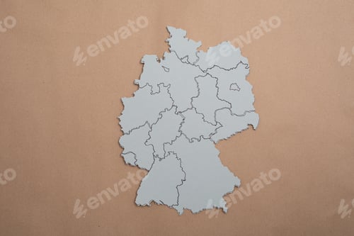 Preview: Top view shot of a paper cut of Germany
