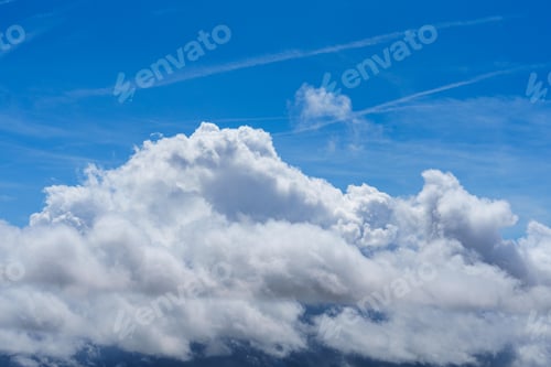 Preview: Beautiful Bright White Cloudscape Under a Clear Blue Sky for Creative Backgrounds