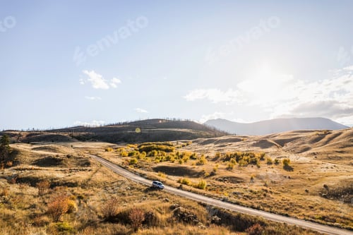 Preview: Vehicle on road, Trans Canada Highway, near Kamloops, Boston Flats, British Columbia, Canada