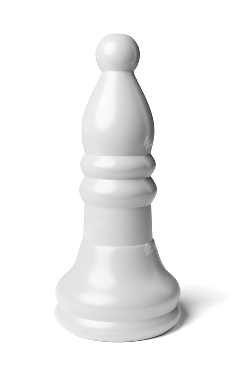 Preview: White chess bishop piece isolated on white. 3D rendering illustration.