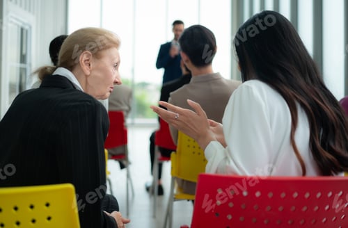 Preview: A group of business people organizes a seminar. Discuss the success of doing business