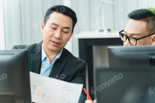 Preview: Professional diverse business people having collaboration team meeting, research strategy in company