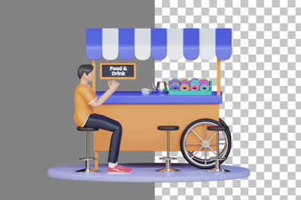 Preview: Street Food Cafe 3D Illustration