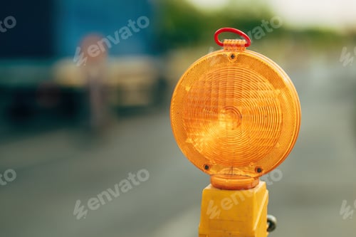 Preview: Traffic beacon warning light during road maintenance