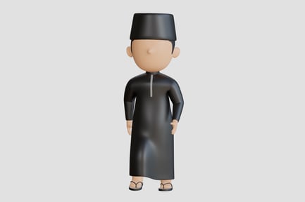 Preview: 3D Muslim Boy Standing with Neutral Pose